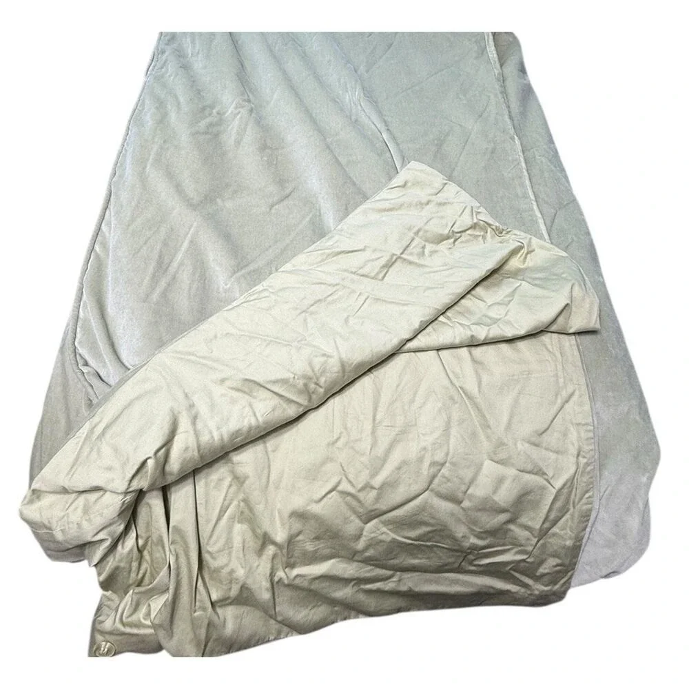 Pottery Barn Light Green Cotton Velour Velvet KING Duvet Cover Whimsical Cottage